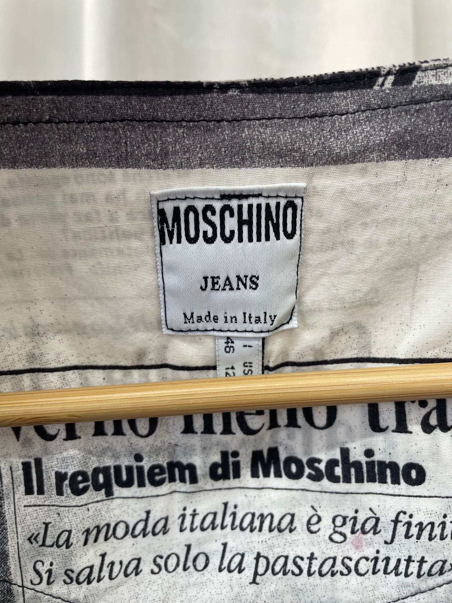 Moschino newspaper dress, 1990’s
