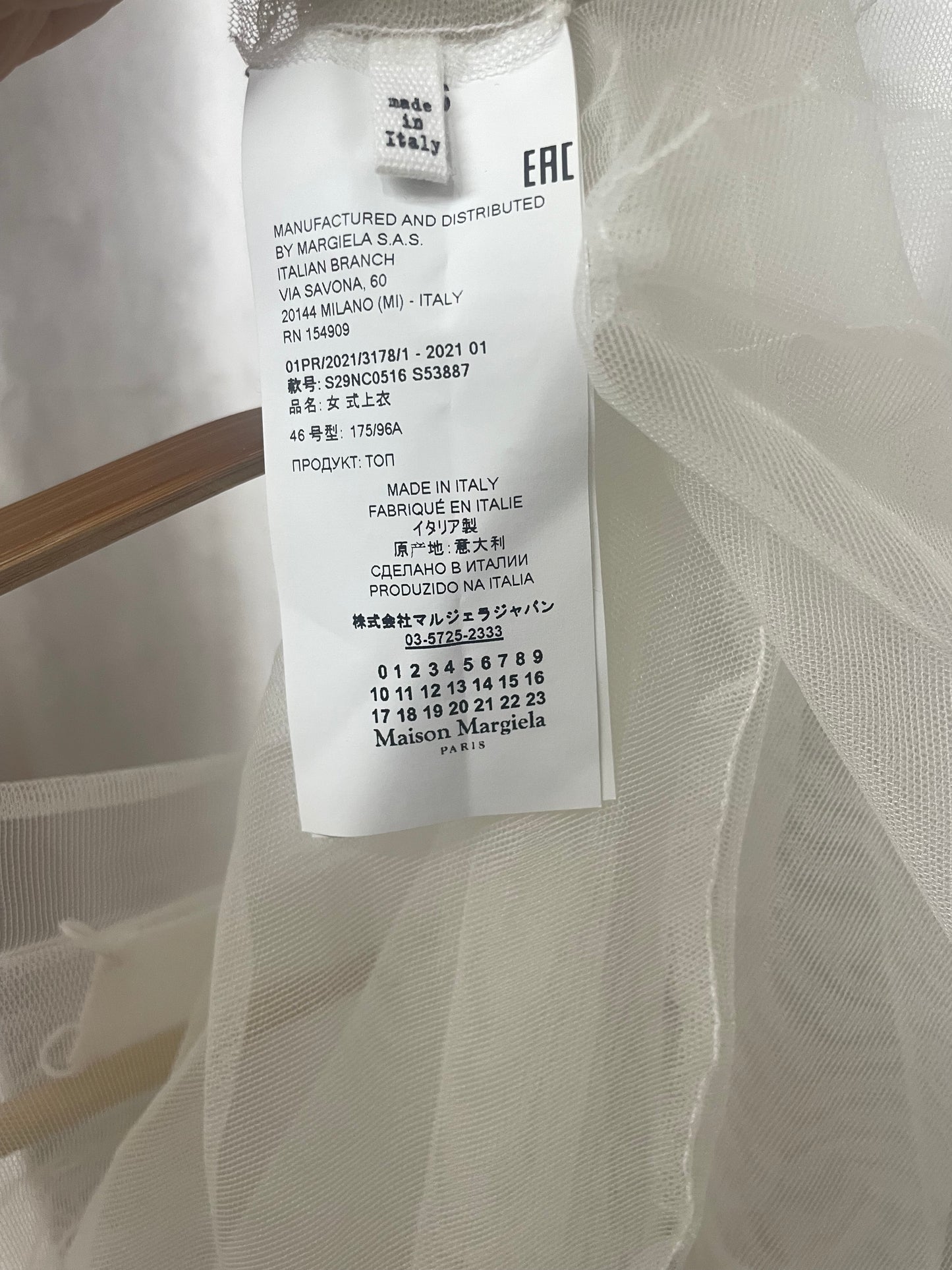 Maison Martin Margiela by John Galliano draped mesh top, 2021