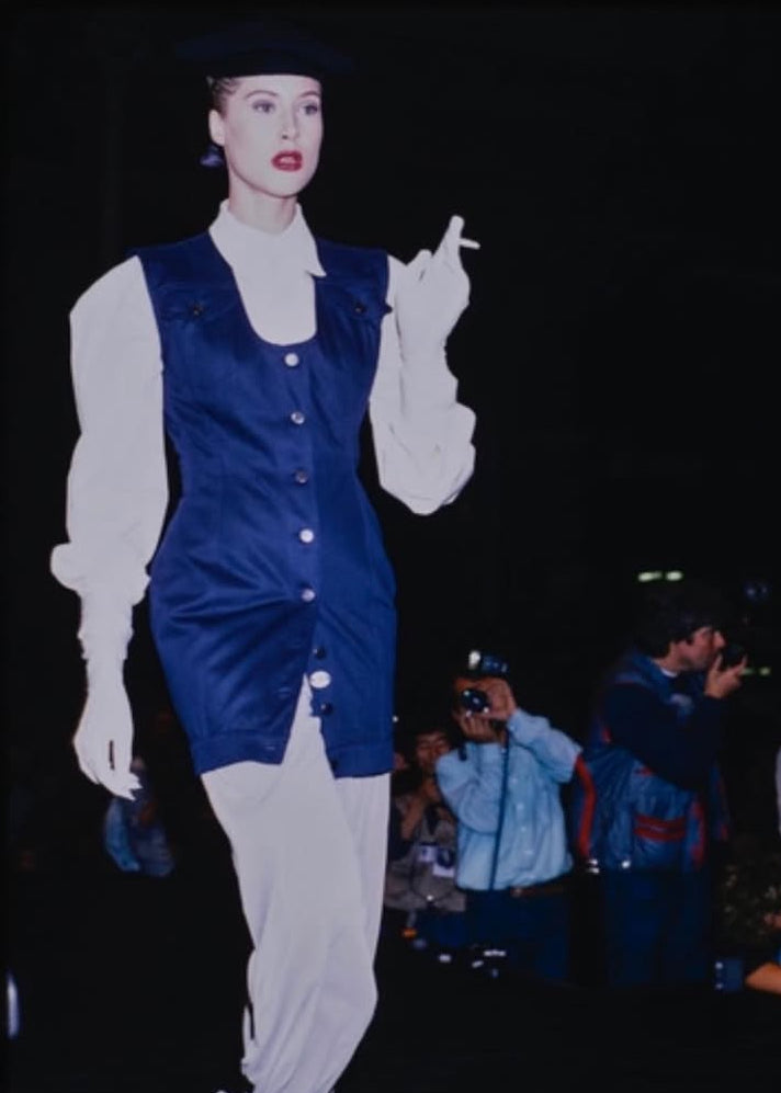 Junior Gaultier denim dress/waistcoat, Spring 1988 ’The Concierge is in the staircase’