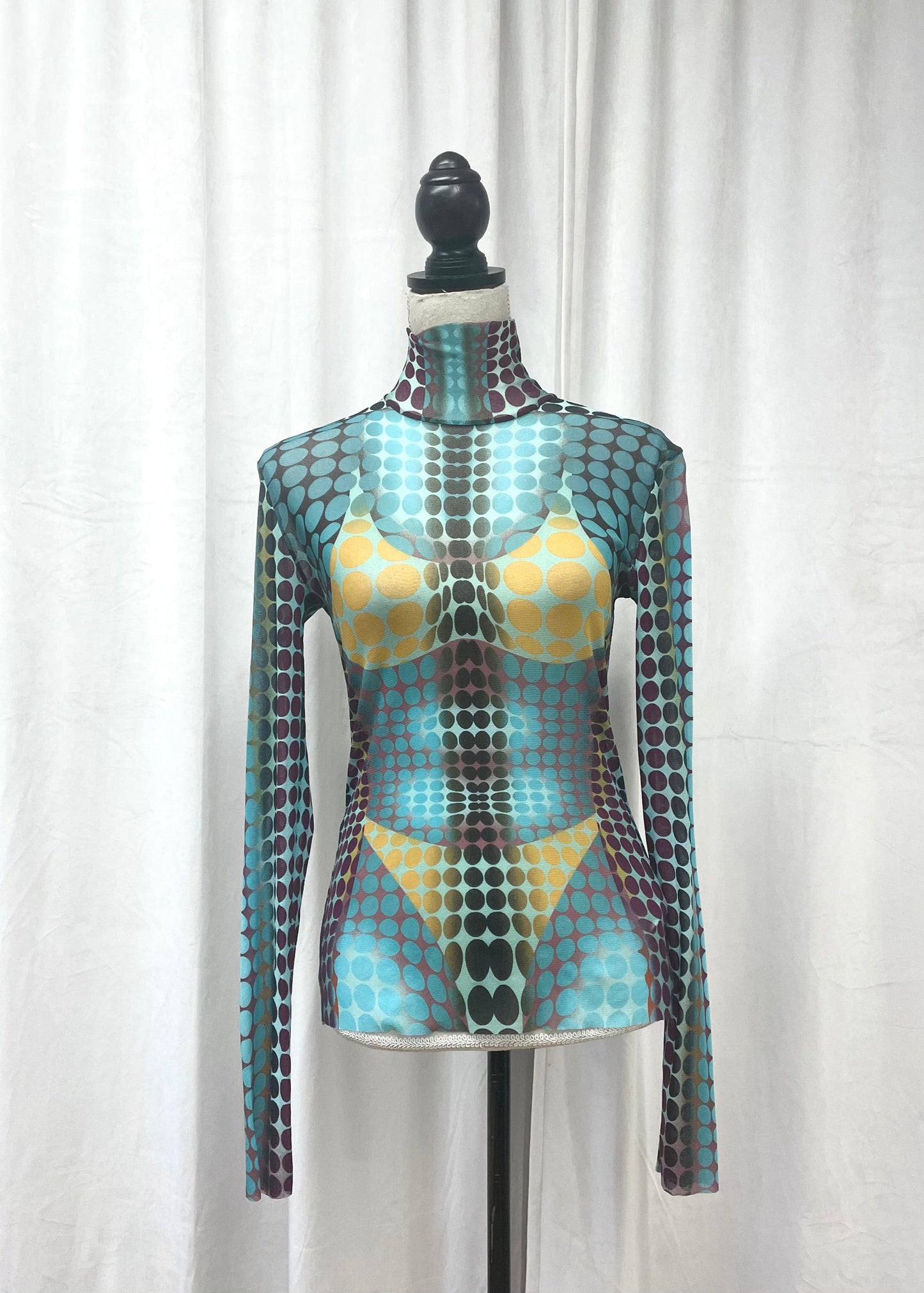 Jean Paul Gaultier ’Vasarely’ mesh top, 2022 reedition of Fall 1995