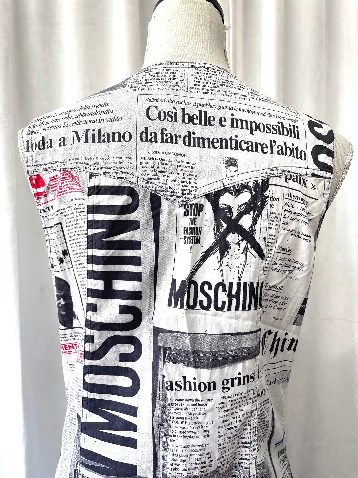 Moschino newspaper dress, 1990’s