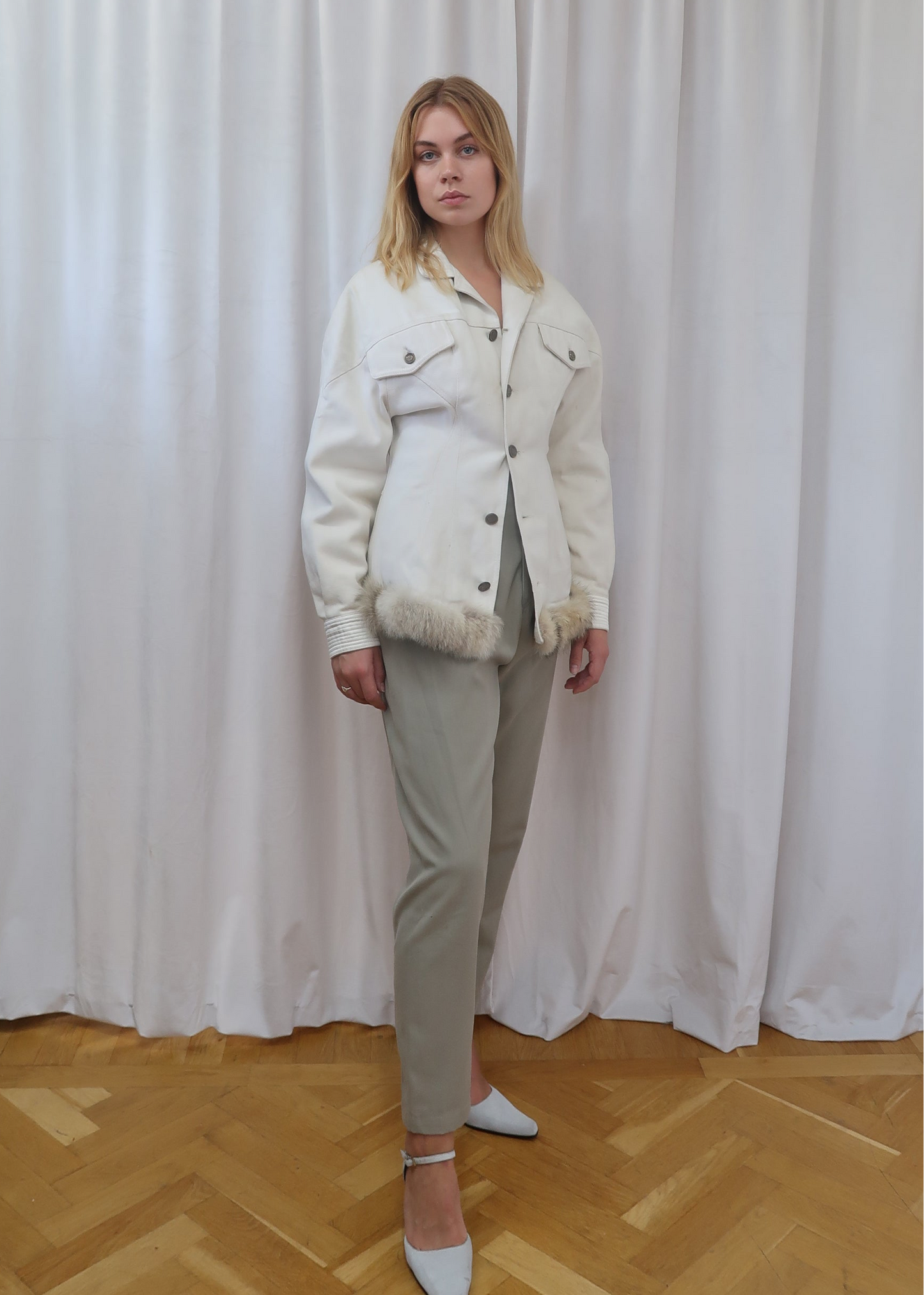 Marithé François Girbaud fur trim jacket, 1980’s