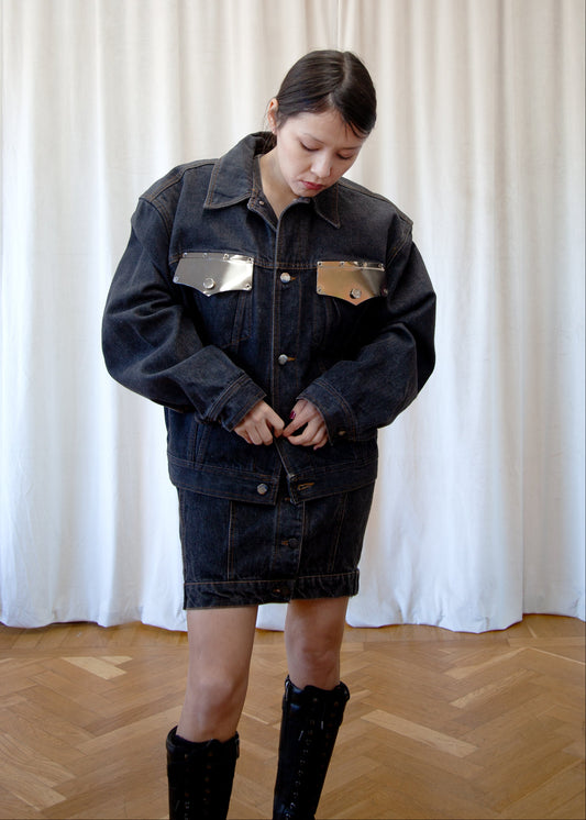 Junior Gaultier ’The Concierge is in the staircase’ denim jacket, Spring 1988