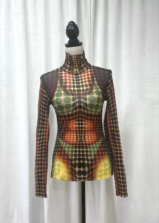 Jean Paul Gaultier ’Vasarely’ mesh top, 2022 reedition of Fall 1995