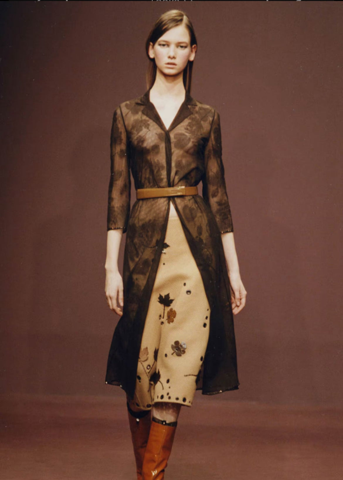 Prada leaf appliqué skirt, Fall 1999