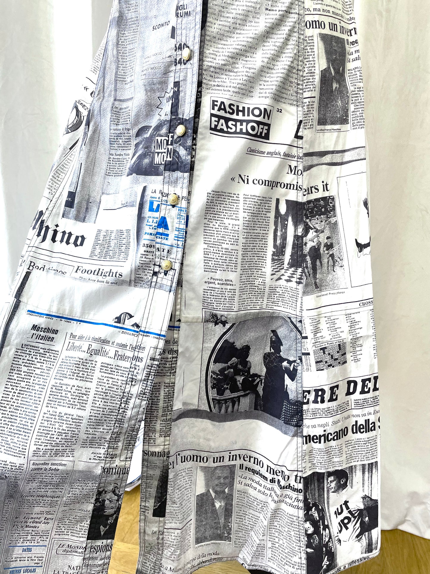 Moschino newspaper dress, 1990’s
