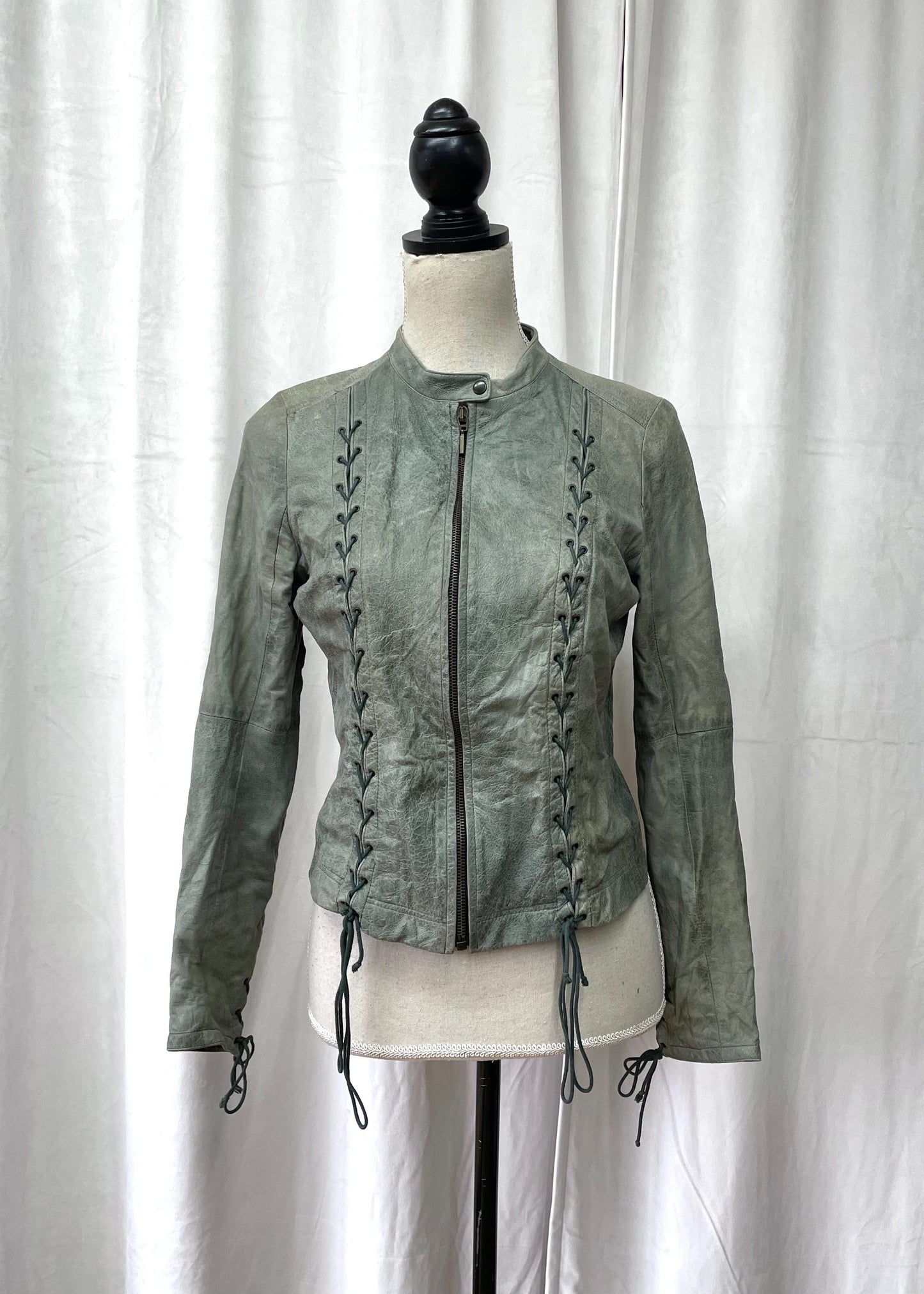Plein Sud lace-up leather jacket, early 2000's