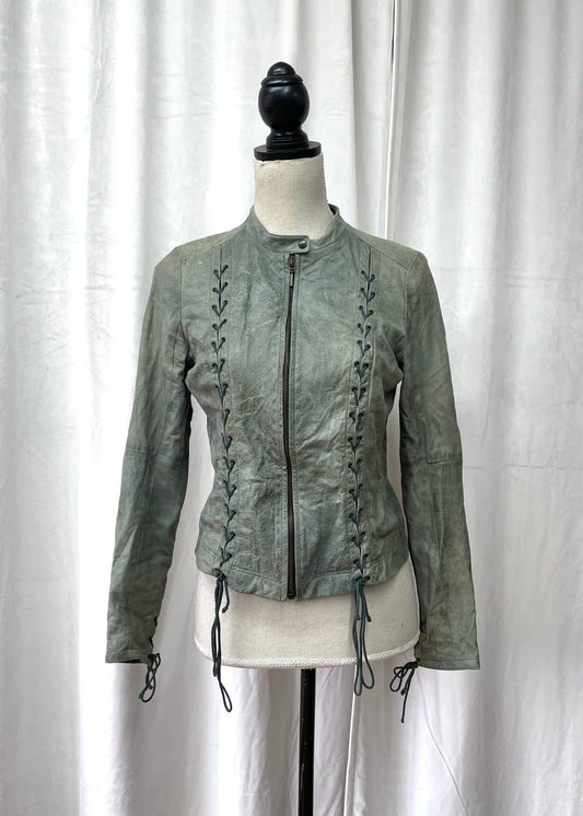 Plein Sud lace-up leather jacket, early 2000's