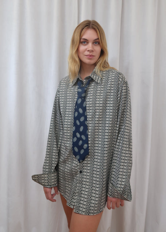 Moschino finger print silk neck tie, 1990’s