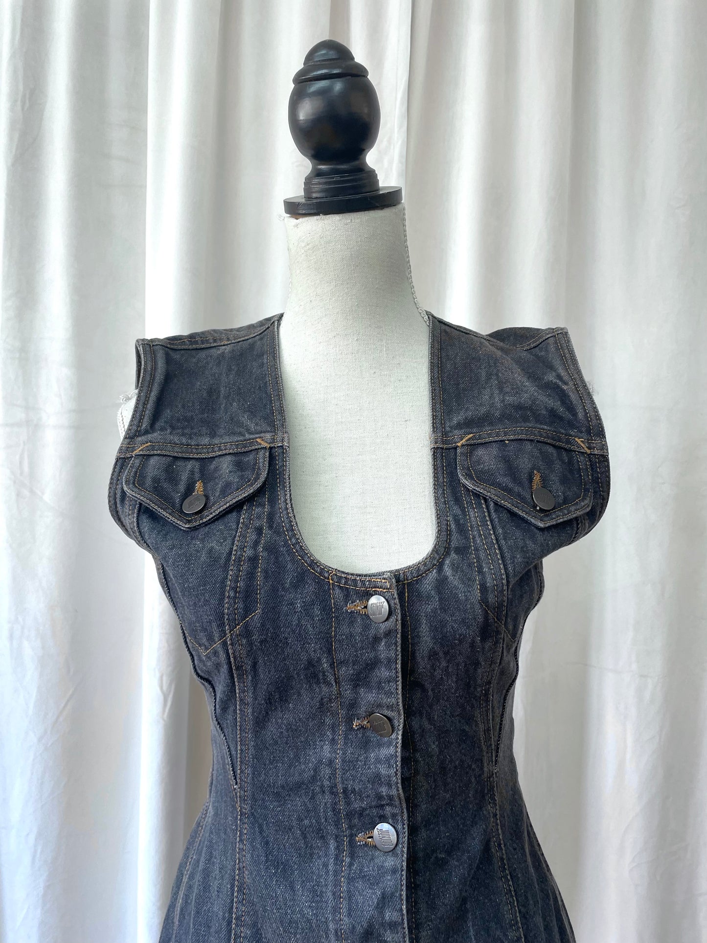 Junior Gaultier ’The Concierge is in the staircase’ denim dress/waistcoat, Spring 1988