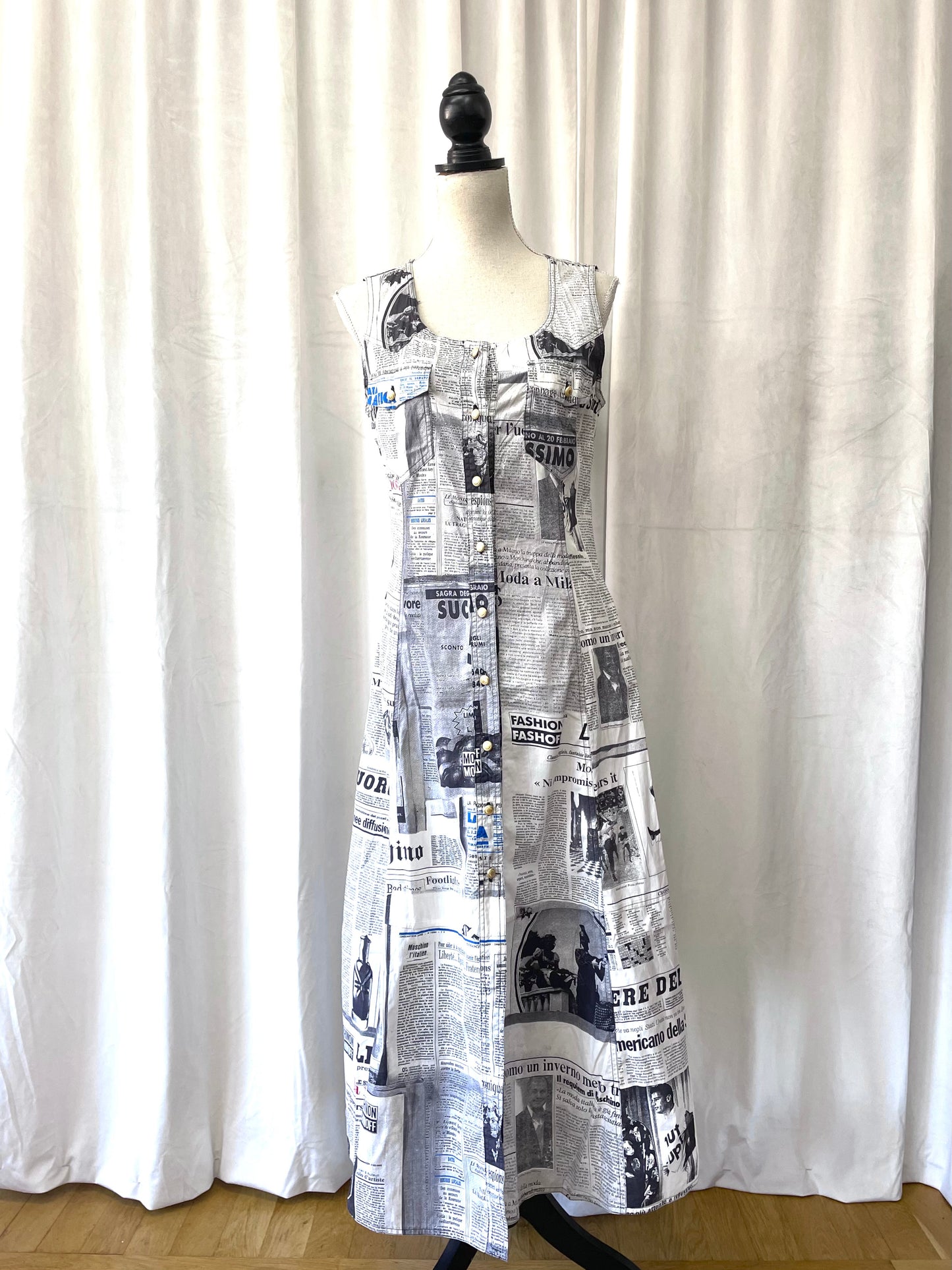 Moschino newspaper dress, 1990’s