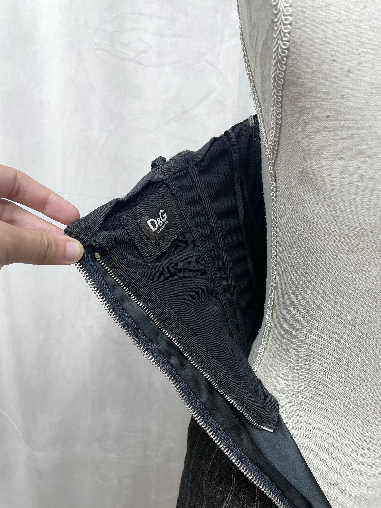 D&G pinstripe corseted dress, 2010’s