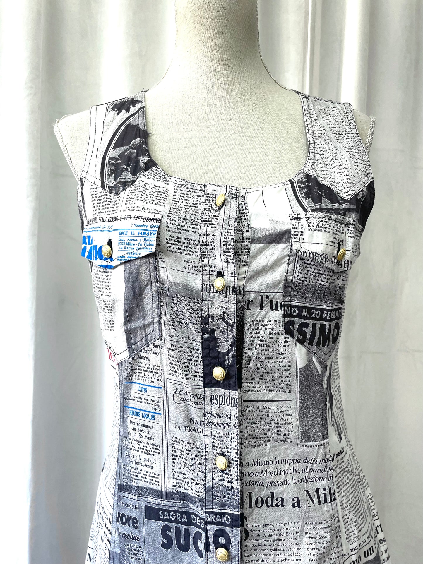 Moschino newspaper dress, 1990’s