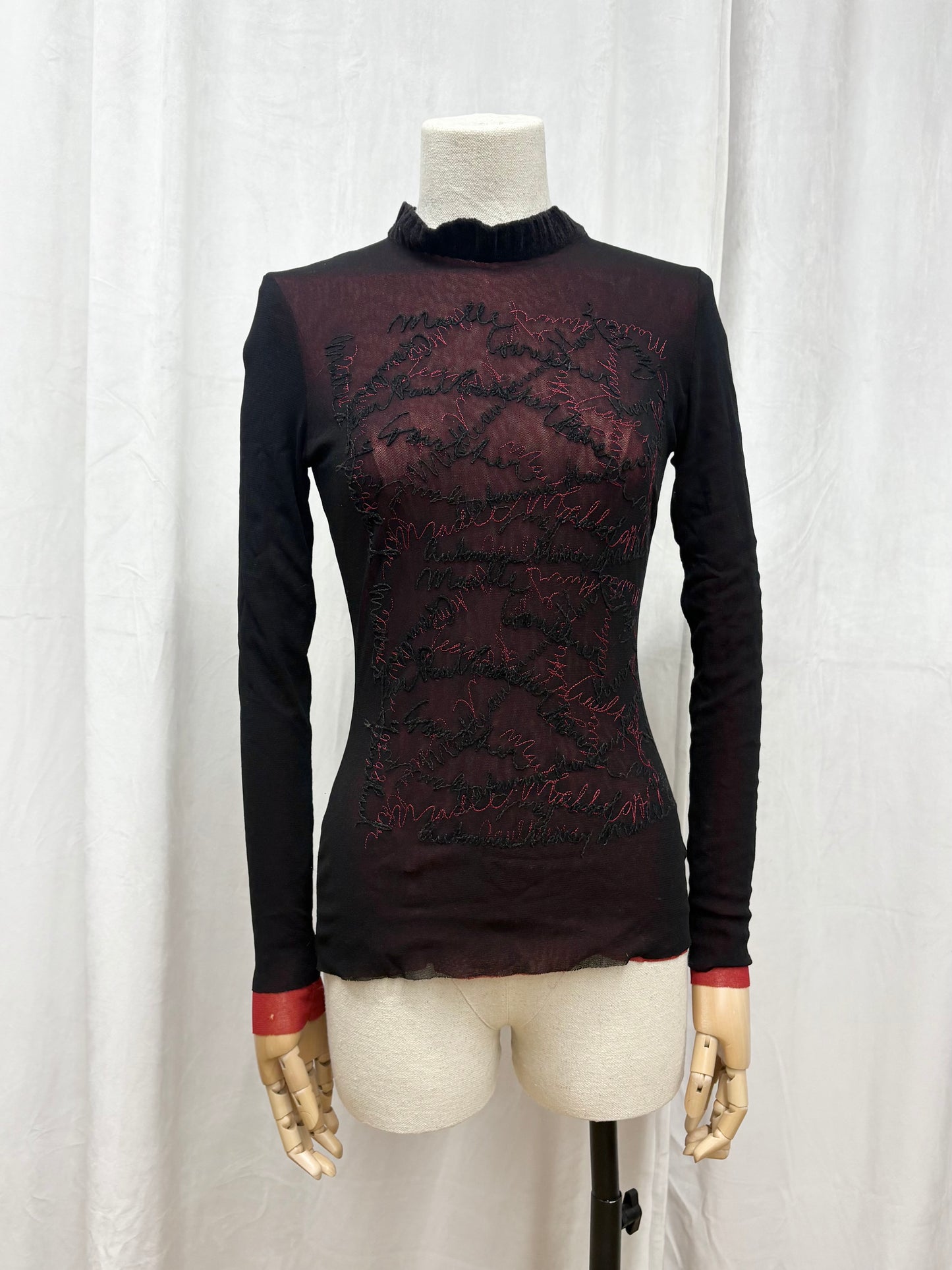 Jean Paul Gaultier scribble mesh top, late 1990’s
