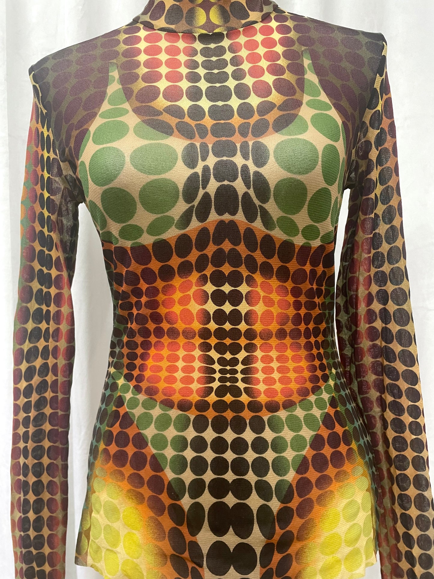 Jean Paul Gaultier ’Vasarely’ mesh top, 2022 reedition of Fall 1995