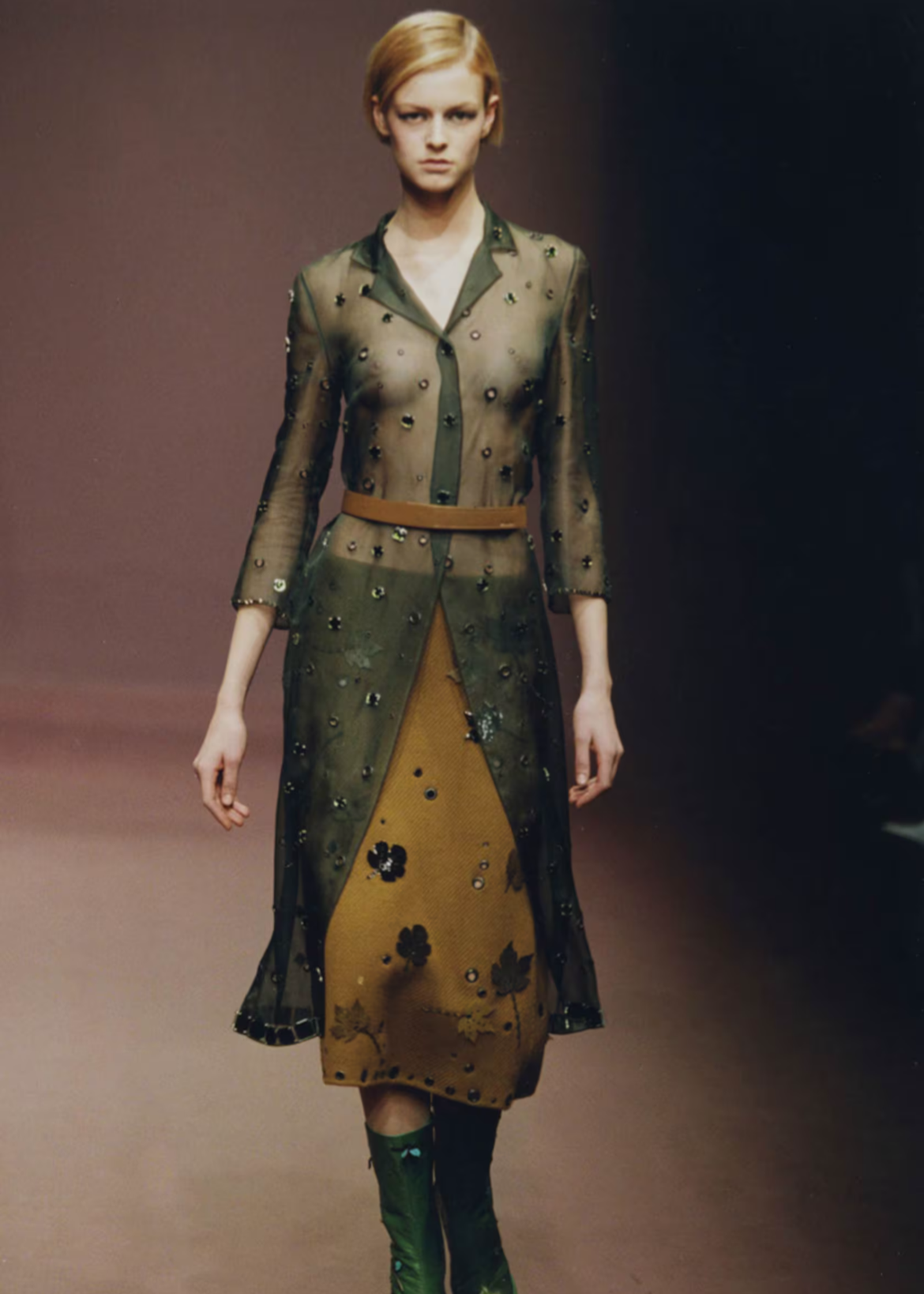 Prada leaf appliqué skirt, Fall 1999