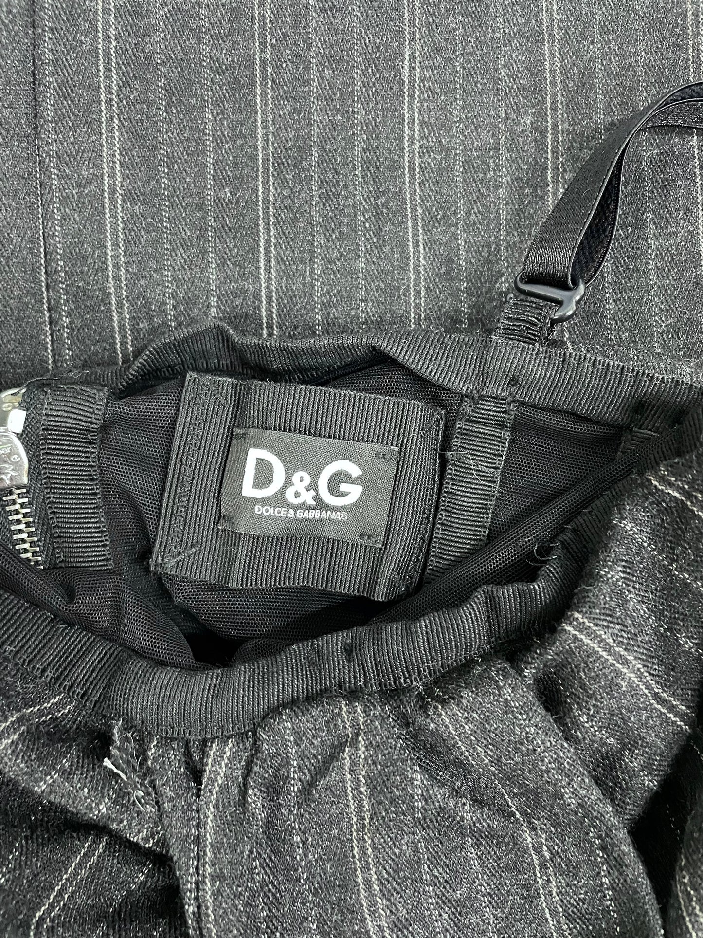 D&G pinstripe corseted dress, 2010’s