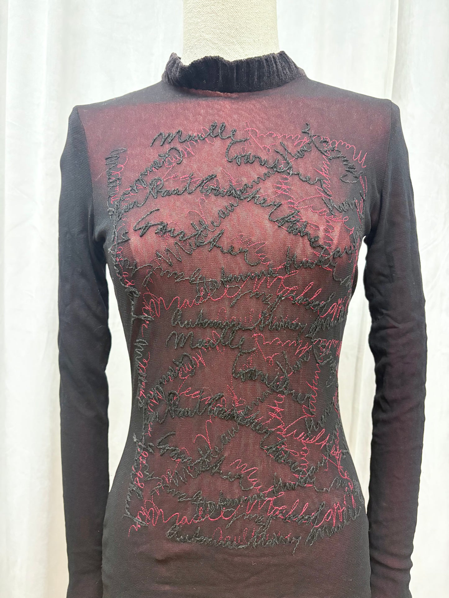 Jean Paul Gaultier scribble mesh top, late 1990’s