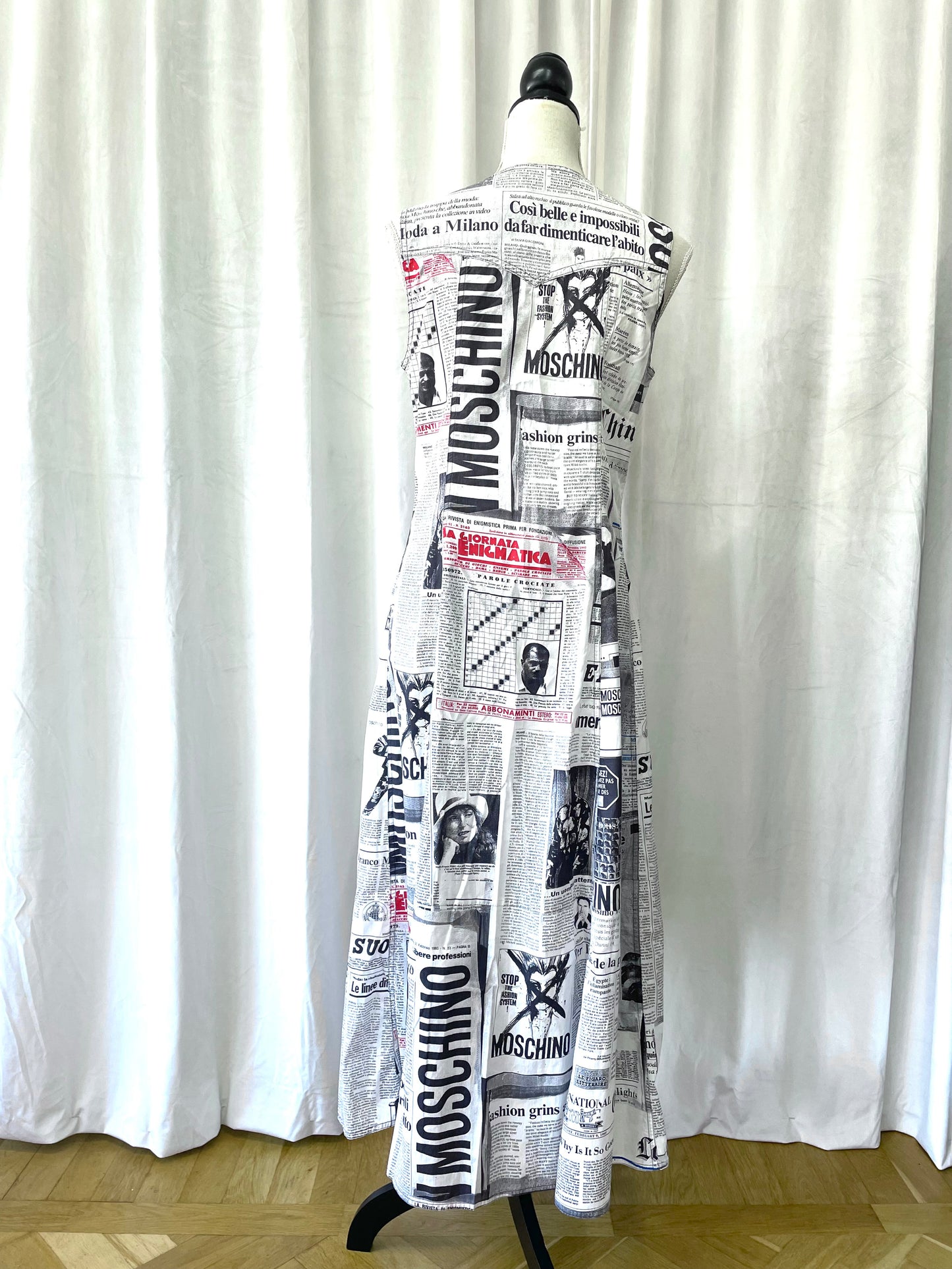 Moschino newspaper dress, 1990’s