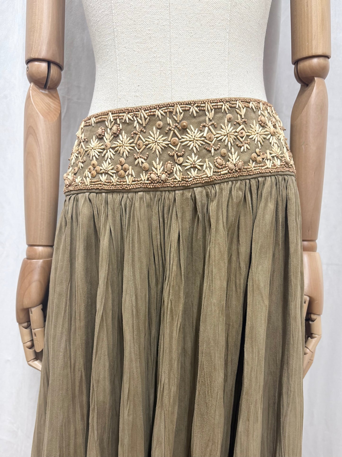 Alexander McQueen beaded suede skirt, ca 2003